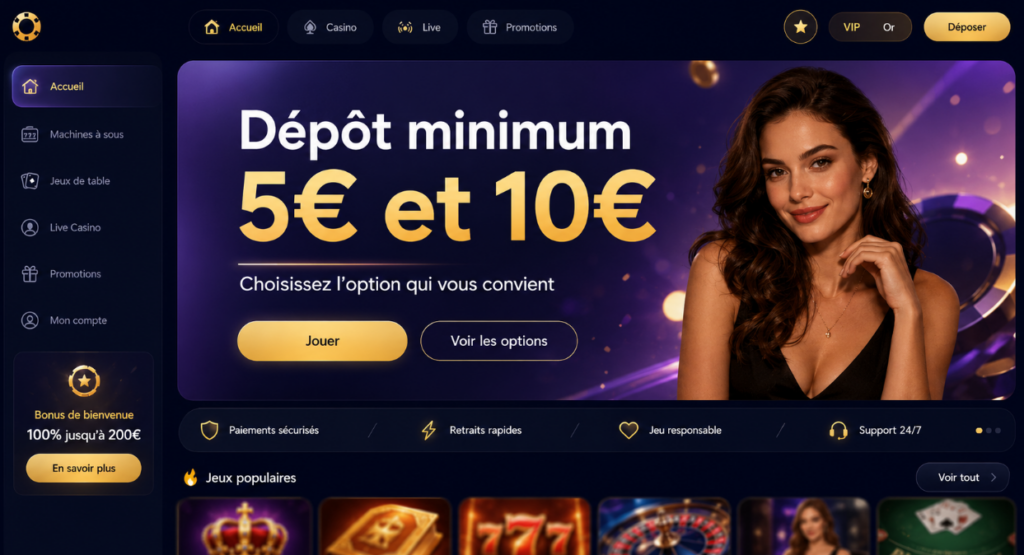 depot minimum 5€ casino