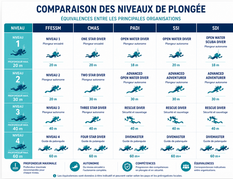 tableau équivalence plongée